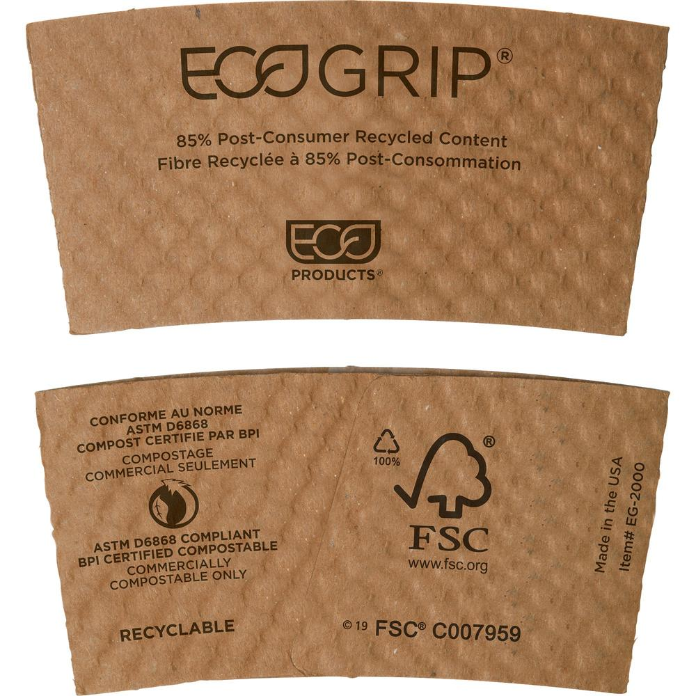 Eco-Products EcoGrip Hot Cup Sleeve - 1300 / Carton - Kraft