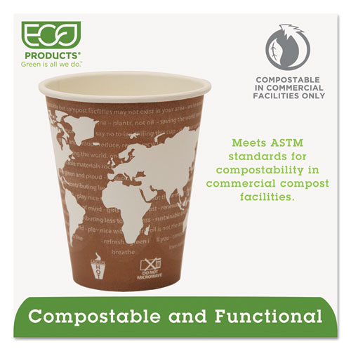 Eco-Products 8 oz World Art Hot Beverage Cups - Leakproof and Eco-Friendly