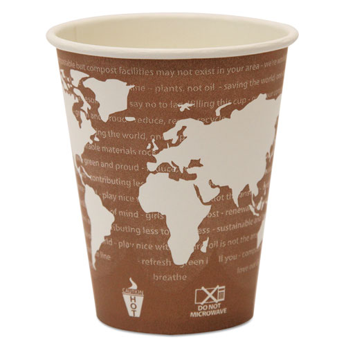 Eco-Products 8 oz World Art Hot Beverage Cups - Leakproof and Eco-Friendly