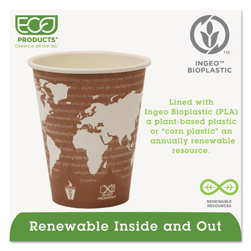 Eco-Products 8 oz World Art Hot Beverage Cups - Leakproof and Eco-Friendly