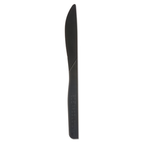 Eco-Products 6" Recycled Polystyrene Knives - 20/Carton - Black | Sustainable Cutlery