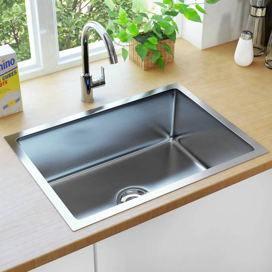 vidaXL Handmade Kitchen Sink Stainless Steel - High-Grade, Soundproof, Easy to Assemble