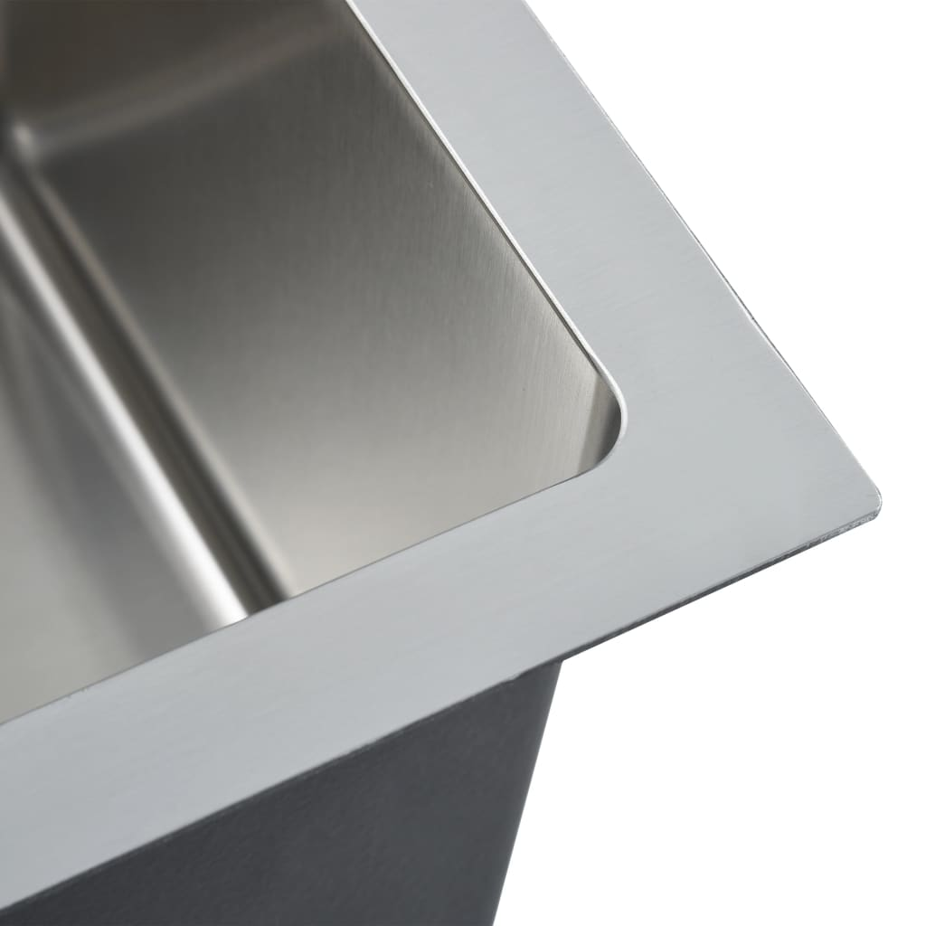 vidaXL Handmade Kitchen Sink Stainless Steel - High-Grade, Soundproof, Easy to Assemble