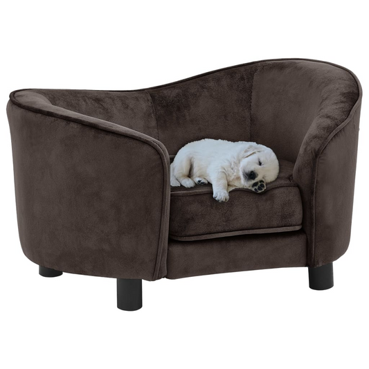 vidaXL Dog Sofa Brown 27.2"x19.3"x15.7" Plush - Comfortable Sofa for Small Dogs and Cats