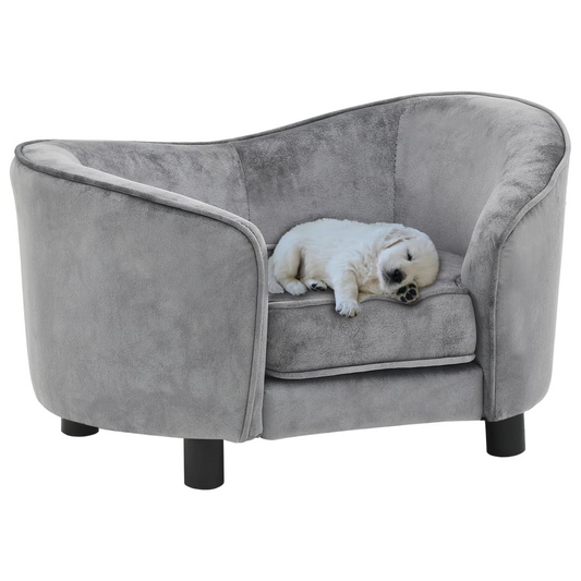 vidaXL Dog Sofa Gray 27.2"x19.3"x15.7" Plush - Comfortable Pet Furniture