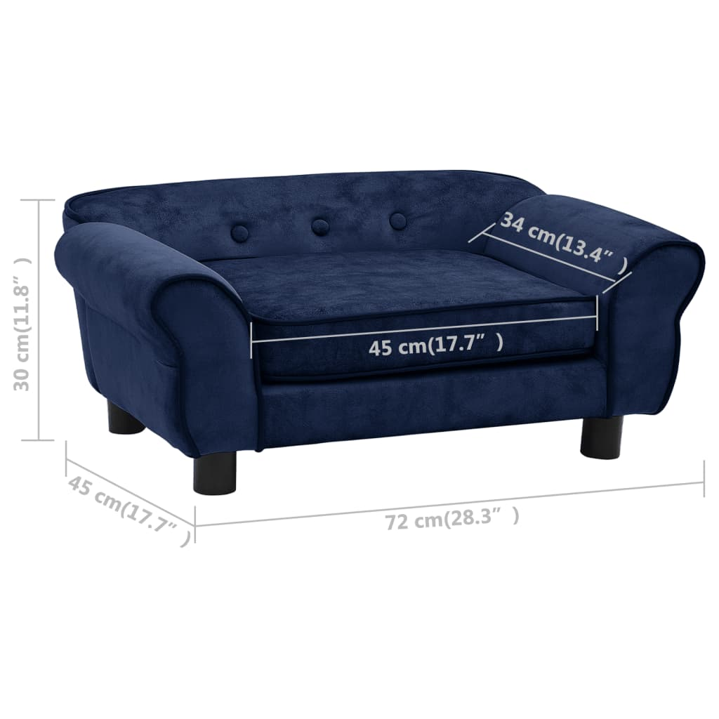 vidaXL Dog Sofa Blue 28.3"x17.7"x11.8" Plush - Comfortable Pet Furniture
