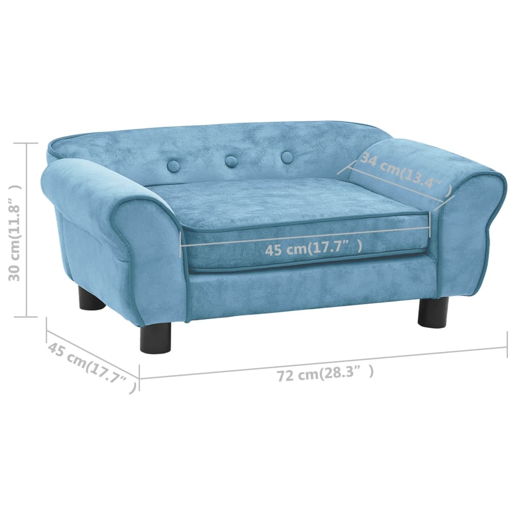 vidaXL Dog Sofa Turquoise 28.3"x17.7"x11.8" Plush - Comfortable Pet Furniture