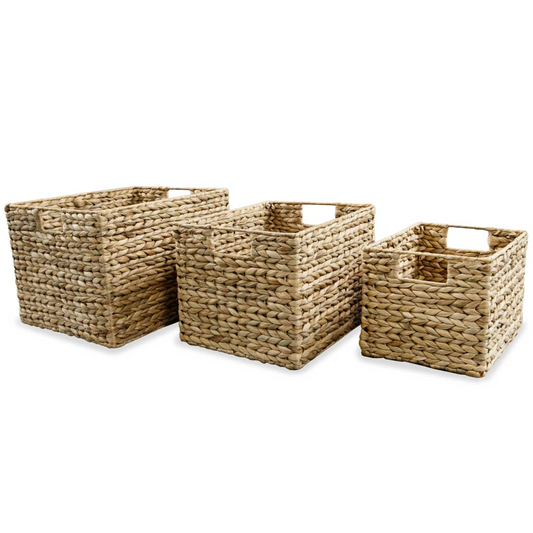 vidaXL Storage Basket Set 3 Pieces Water Hyacinth - Rustic Charm, Sturdy Design