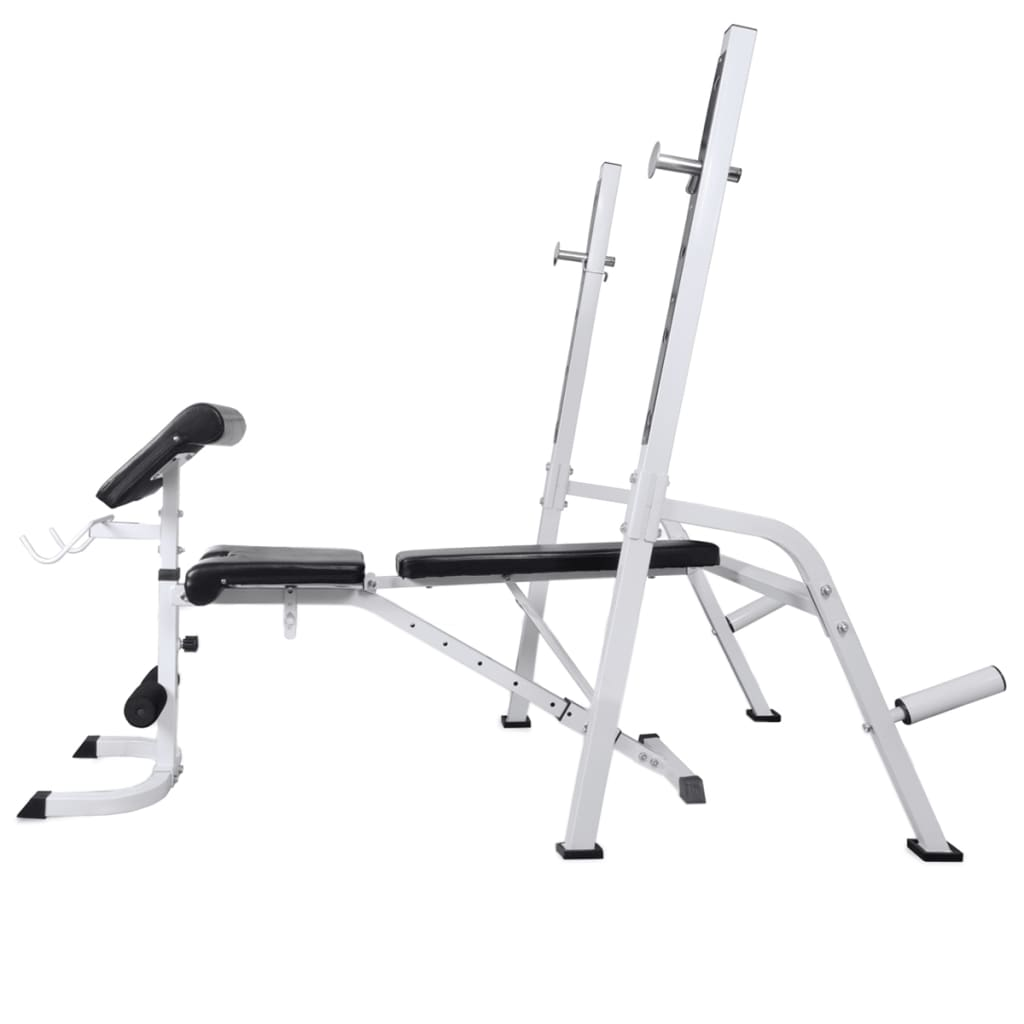 vidaXL Workout Bench with Weight Rack, Barbell and Dumbbell Set - Total Body Exercise Equipment