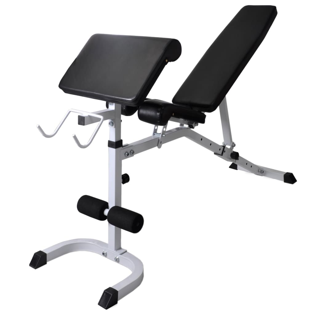 vidaXL Workout Bench with Weight Rack, Barbell and Dumbbell Set - Total Body Workout at Home