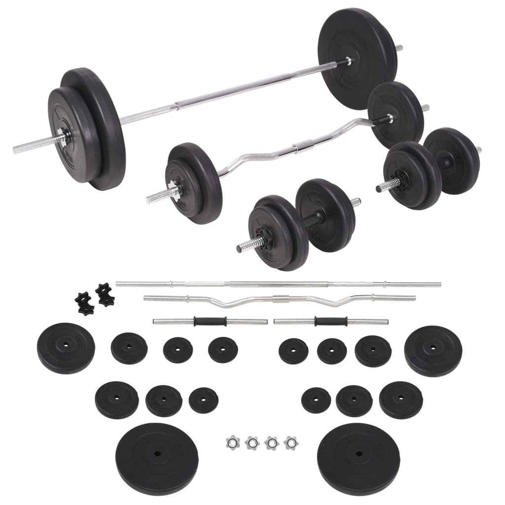 vidaXL Workout Bench with Weight Rack, Barbell and Dumbbell Set - Home Gym Equipment