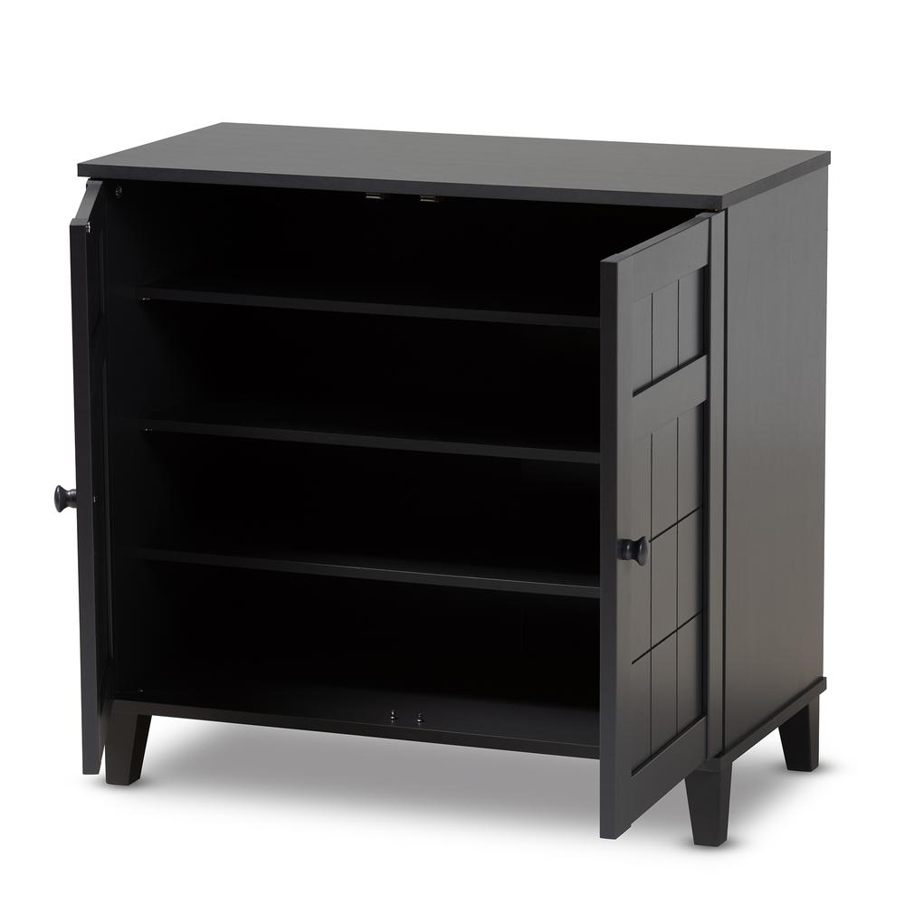 Dark Grey Finished 4-Shelf Wood Shoe Storage Cabinet - Stylish and Organized Entryway Solution