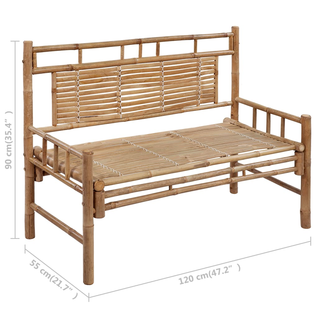 vidaXL Patio Bench with Cushion 47.2" Bamboo - Durable and Stylish Outdoor Seating