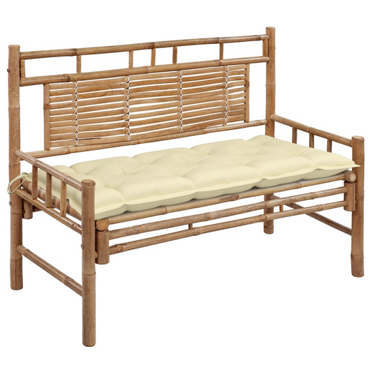 vidaXL Patio Bench with Cushion 47.2" Bamboo - Weather-Resistant and Waterproof