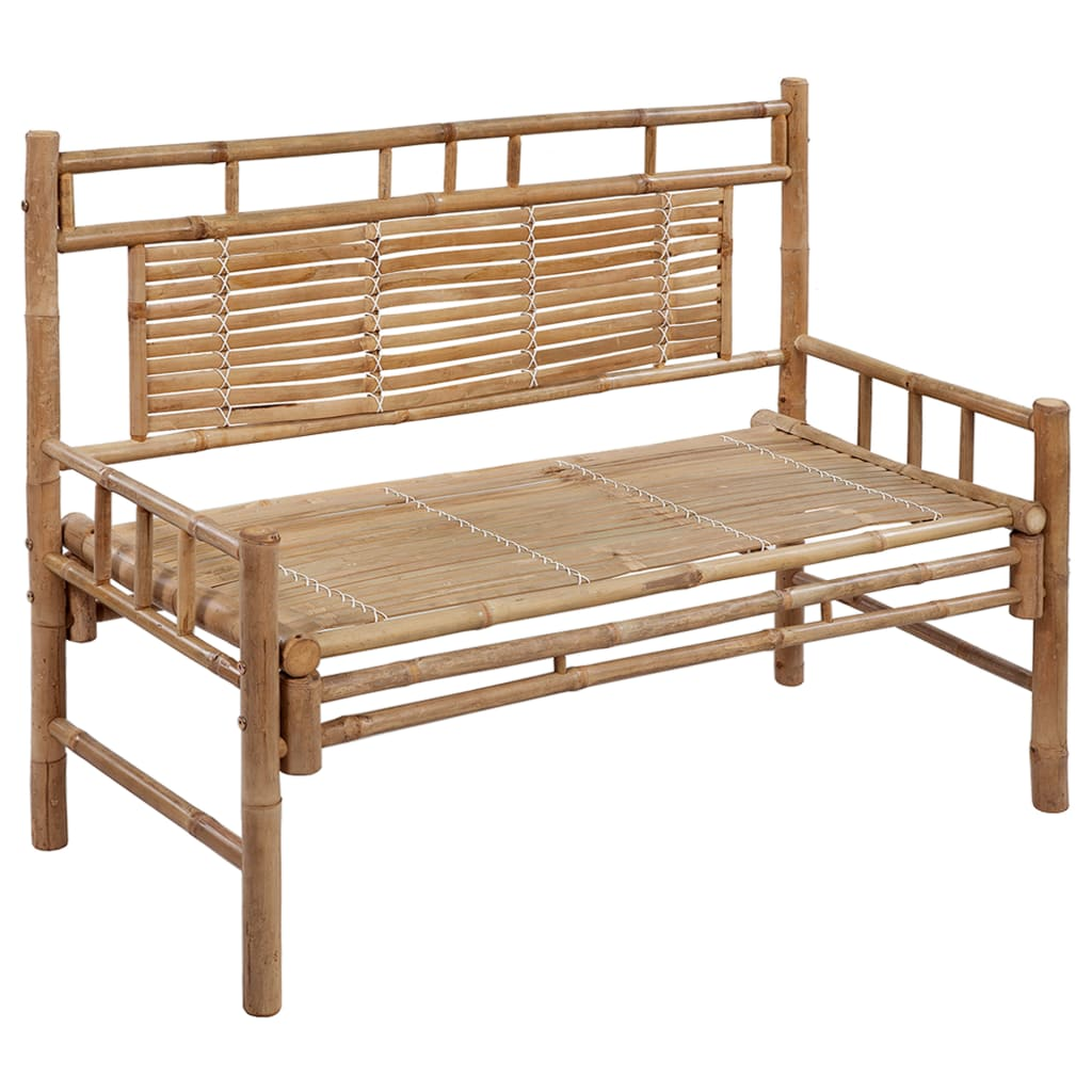 vidaXL Patio Bench with Cushion 47.2" Bamboo - Weather-Resistant and Waterproof