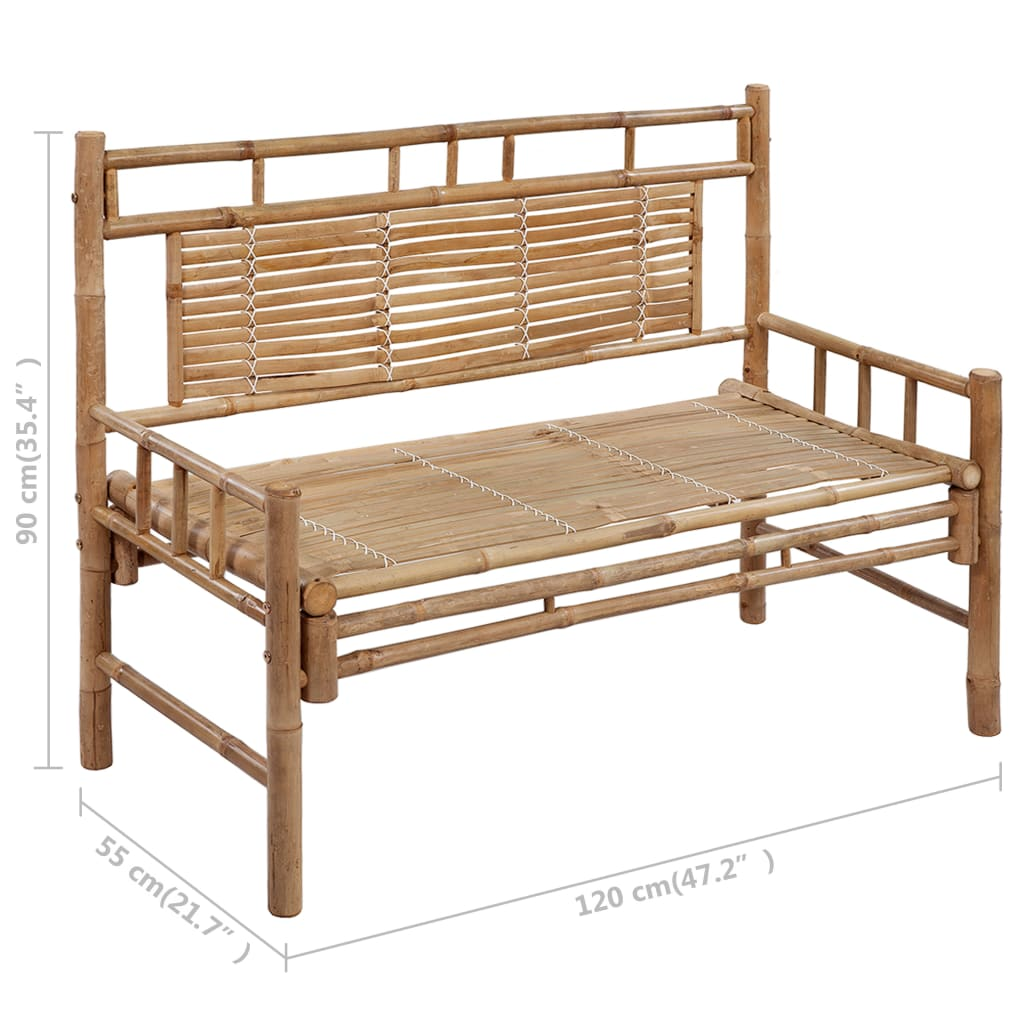 vidaXL Patio Bench with Cushion 47.2" Bamboo - Weather-Resistant and Waterproof