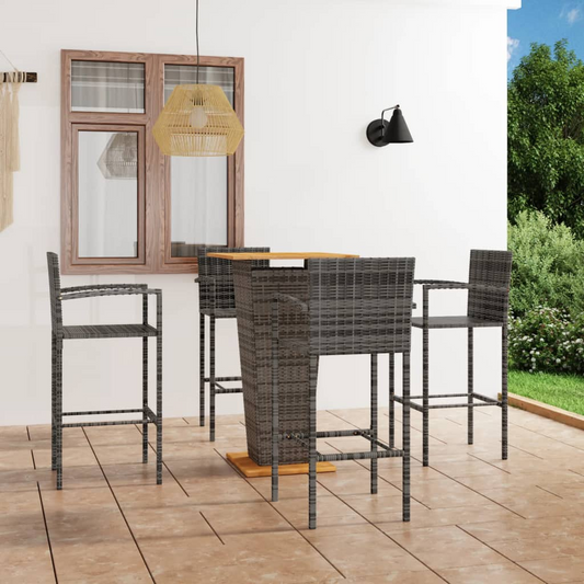 vidaXL 5 Piece Patio Bar Set Gray - Elegant Design for Your Garden