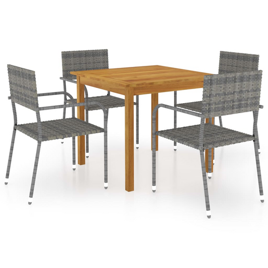 vidaXL 5 Piece Patio Dining Set Gray - Outdoor Furniture for a Cozy and Stylish Space