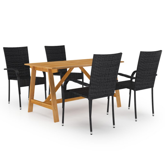 vidaXL 5 Piece Patio Dining Set Black - Outdoor Furniture for Stylish Dining