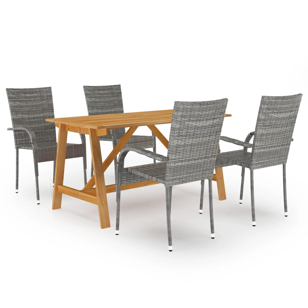 vidaXL 5 Piece Patio Dining Set Gray - Outdoor Furniture Set