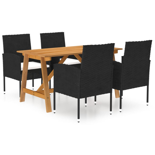 vidaXL 5 Piece Patio Dining Set Black - Outdoor Furniture - Garden Dining Set