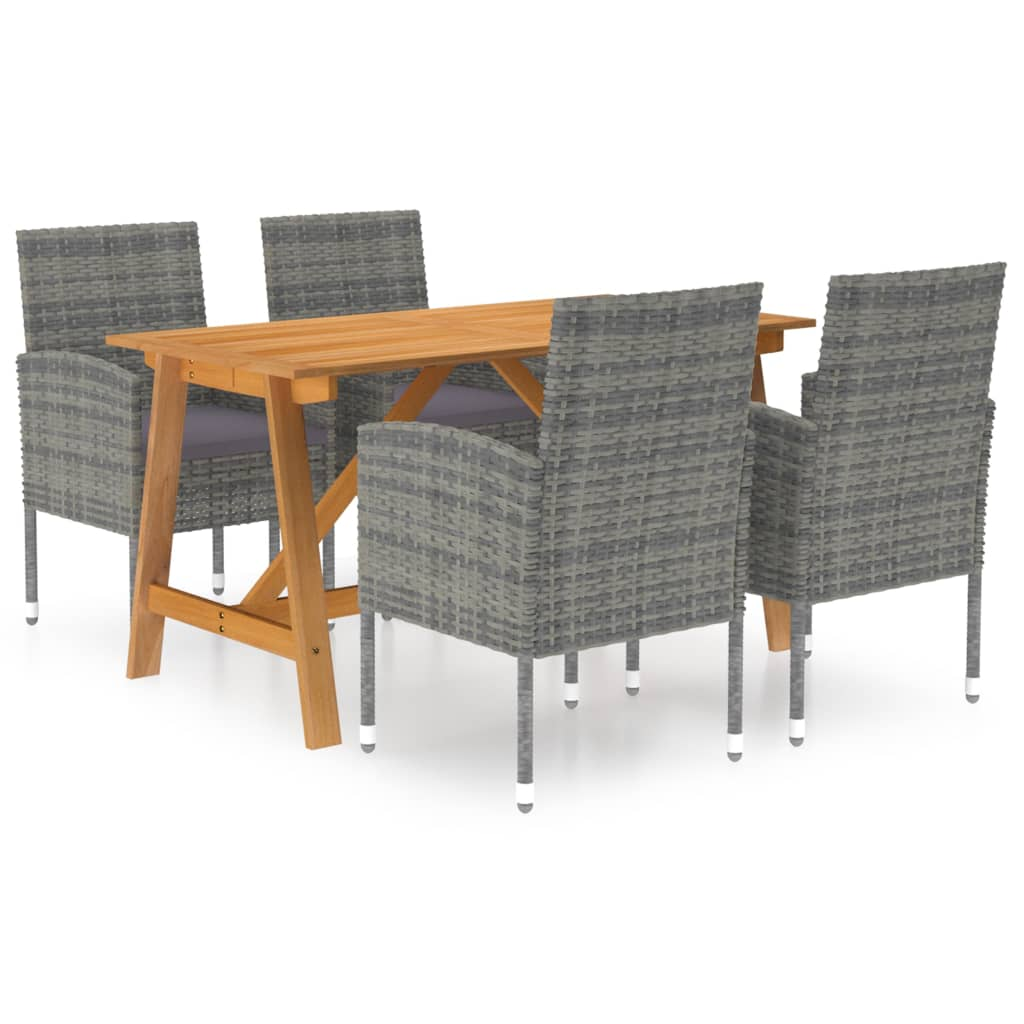 vidaXL 5 Piece Patio Dining Set Gray - Outdoor Furniture