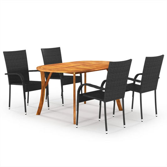 vidaXL 5 Piece Patio Dining Set Black - Outdoor Furniture for Stylish Patio Decor