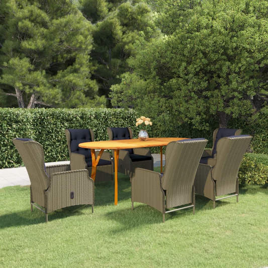 vidaXL 7 Piece Patio Dining Set Brown - Create a Stylish Outdoor Dining Space