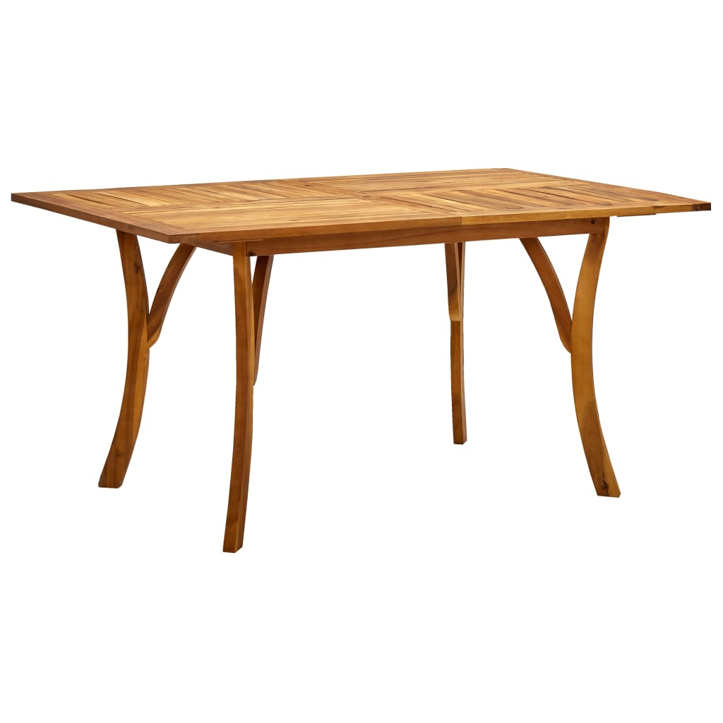 vidaXL 5 Piece Patio Dining Set Beige - Solid Acacia Wood Table, PE Rattan Chairs, Cream White Cushions