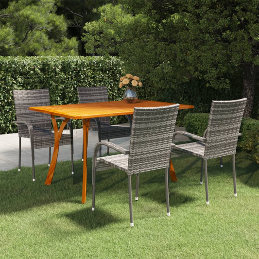 vidaXL 5 Piece Patio Dining Set Gray - Outdoor Furniture for Stylish Patio Spaces