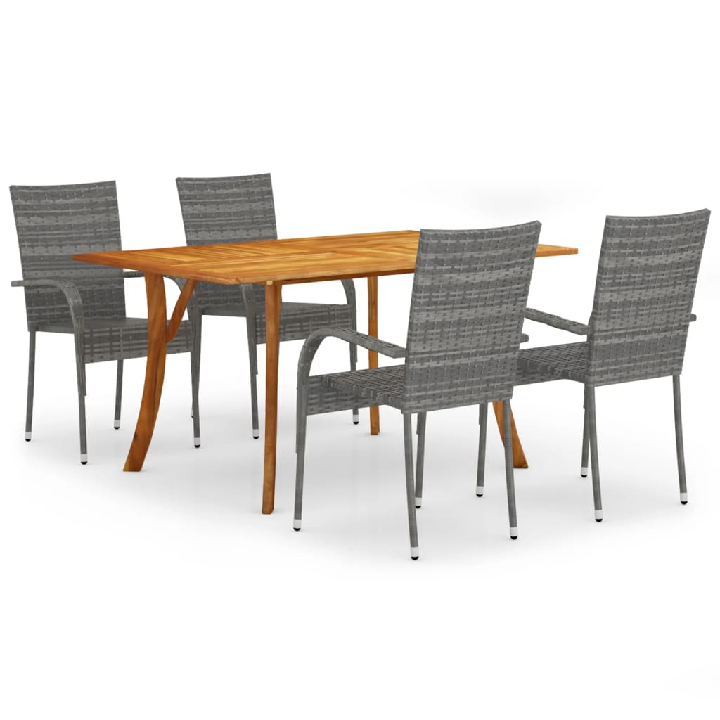 vidaXL 5 Piece Patio Dining Set Gray - Outdoor Furniture for Stylish Patio Spaces