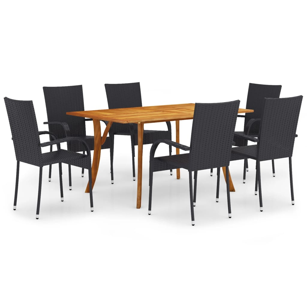 vidaXL 7 Piece Patio Dining Set Black - Outdoor Furniture for Stylish and Functional Patios