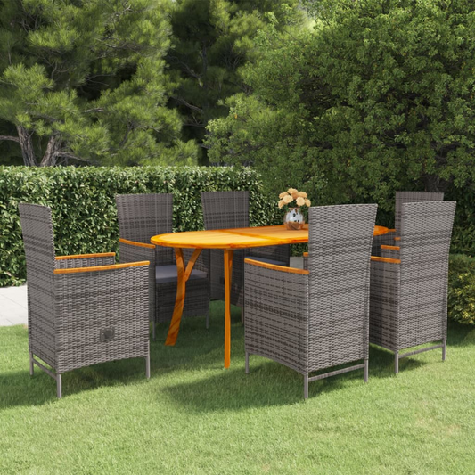 vidaXL 7 Piece Patio Dining Set Gray - Outdoor Furniture for Stylish Patio Spaces