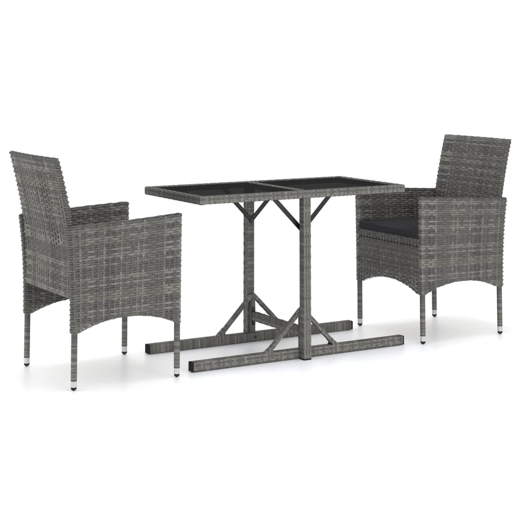 vidaXL 3 Piece Patio Dining Set Gray - Sturdy and Weather-Resistant