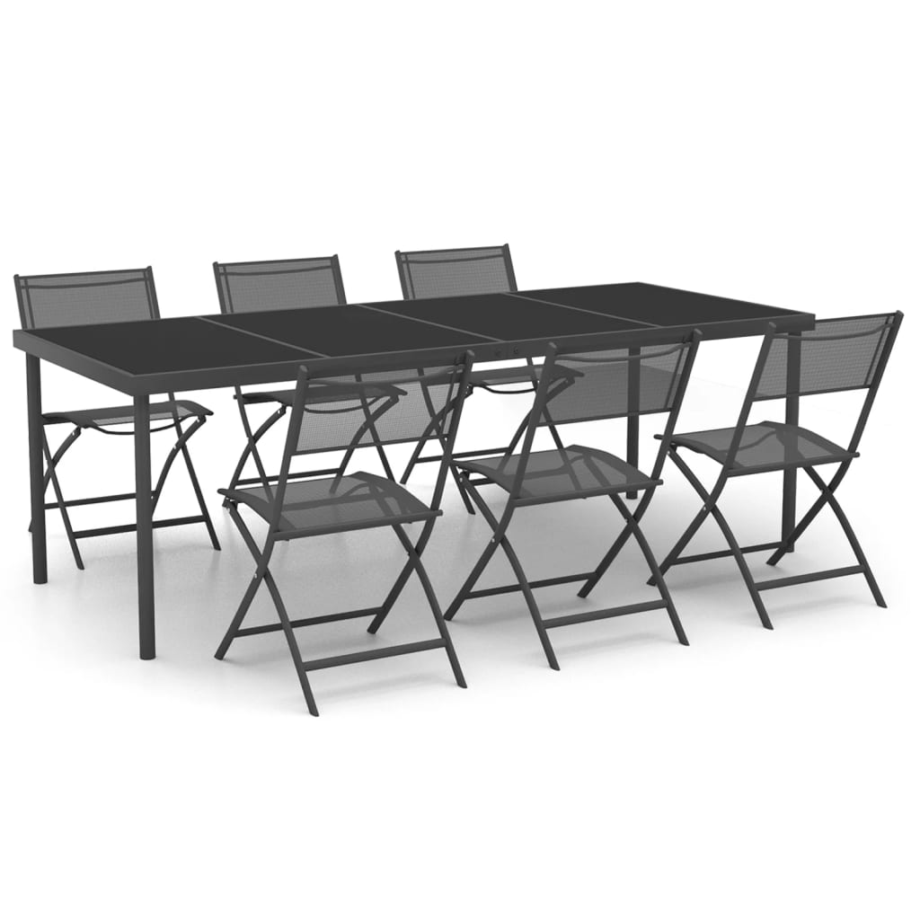 vidaXL 7 Piece Patio Dining Set Steel - Outdoor Furniture for Stylish Dining