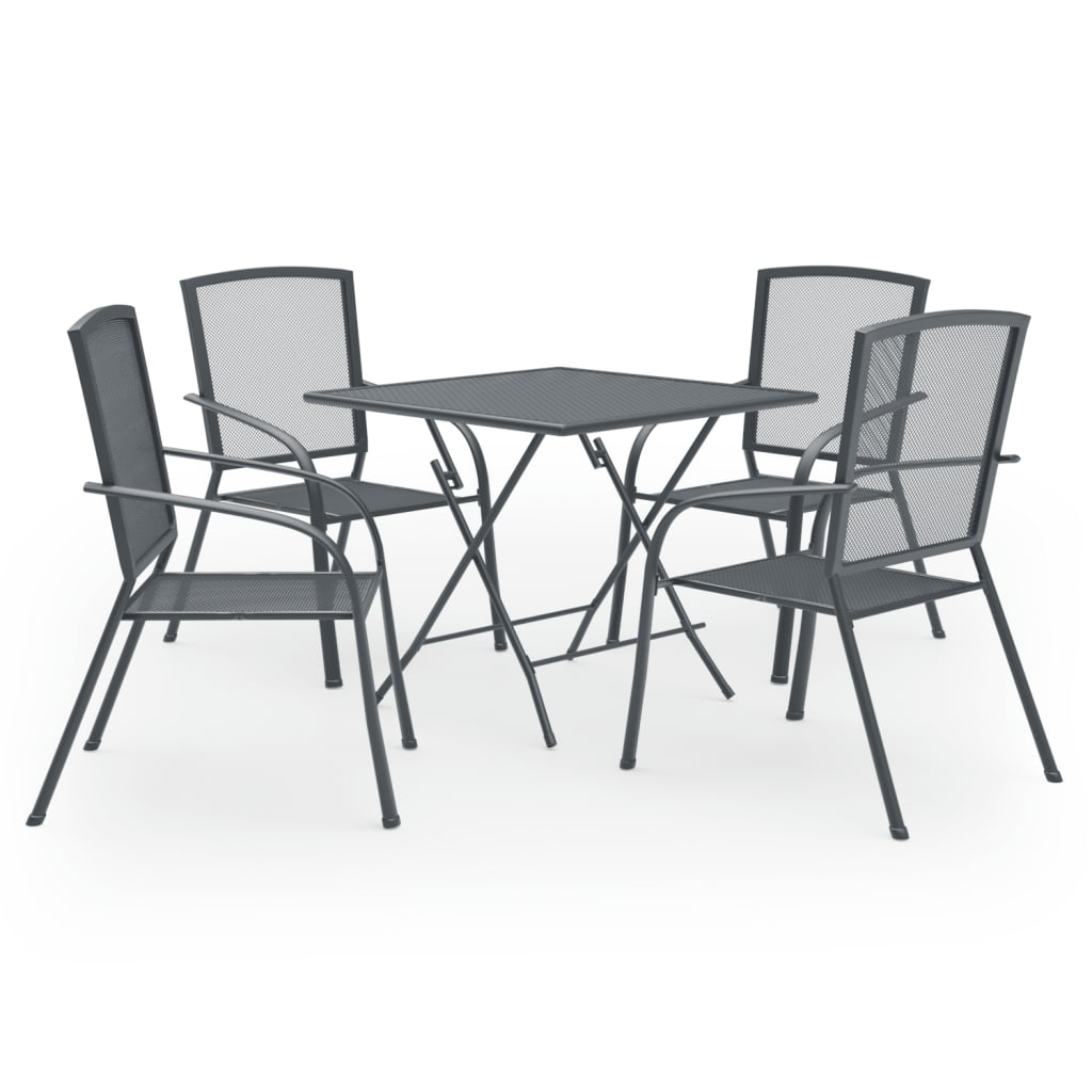 vidaXL 5 Piece Patio Dining Set | Steel Anthracite | Outdoor Furniture