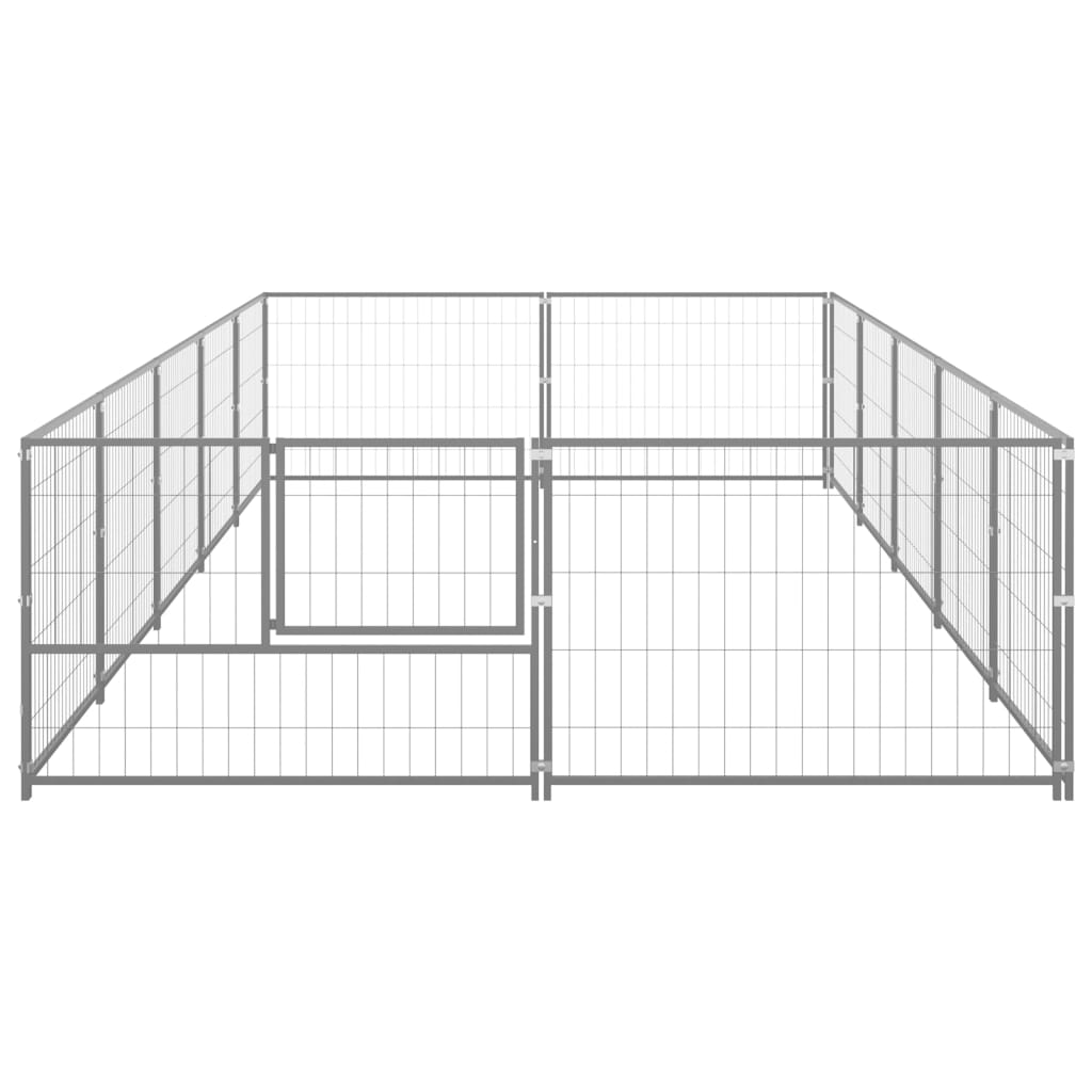 vidaXL Dog Kennel Silver 107.6 ft² Steel - Weatherproof Outdoor Play Area for Dogs