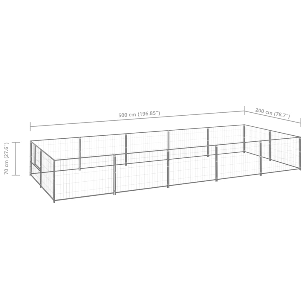 vidaXL Dog Kennel Silver 107.6 ft² Steel - Weatherproof Outdoor Play Area for Dogs