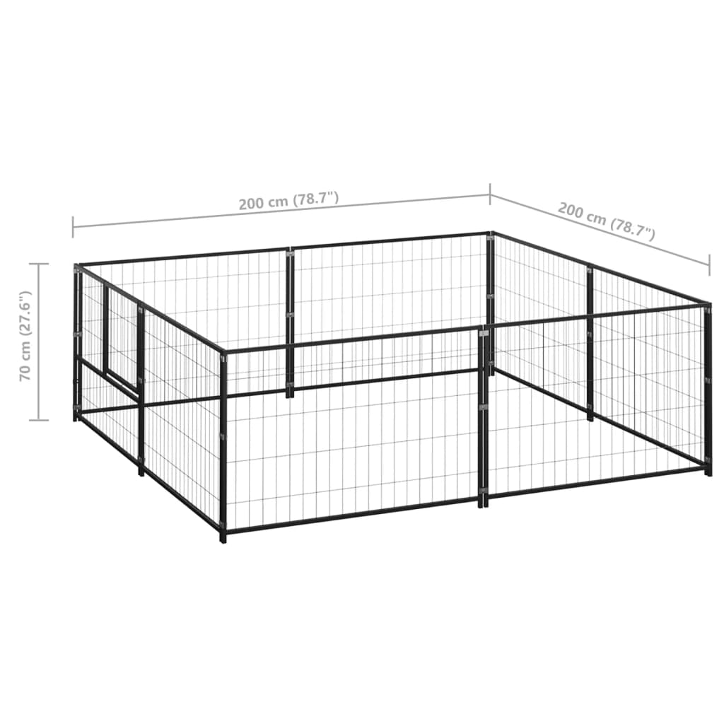 vidaXL Dog Kennel Black 43.1 ft² Steel | Spacious Outdoor Play Area