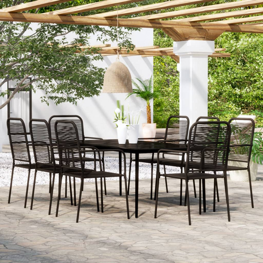 vidaXL 9 Piece Patio Dining Set Black - Elegant Design for Your Outdoor Space