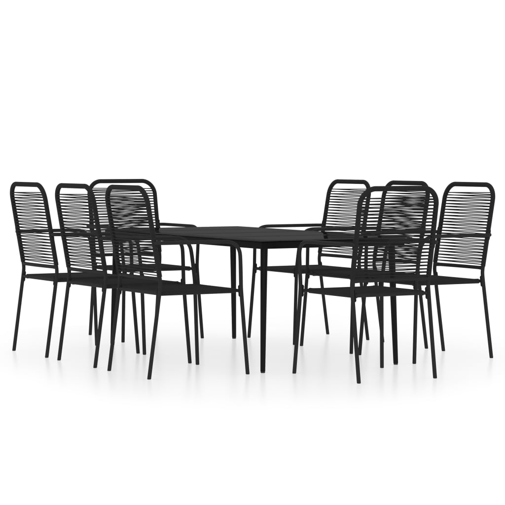 vidaXL 9 Piece Patio Dining Set Black - Elegant Design for Your Outdoor Space