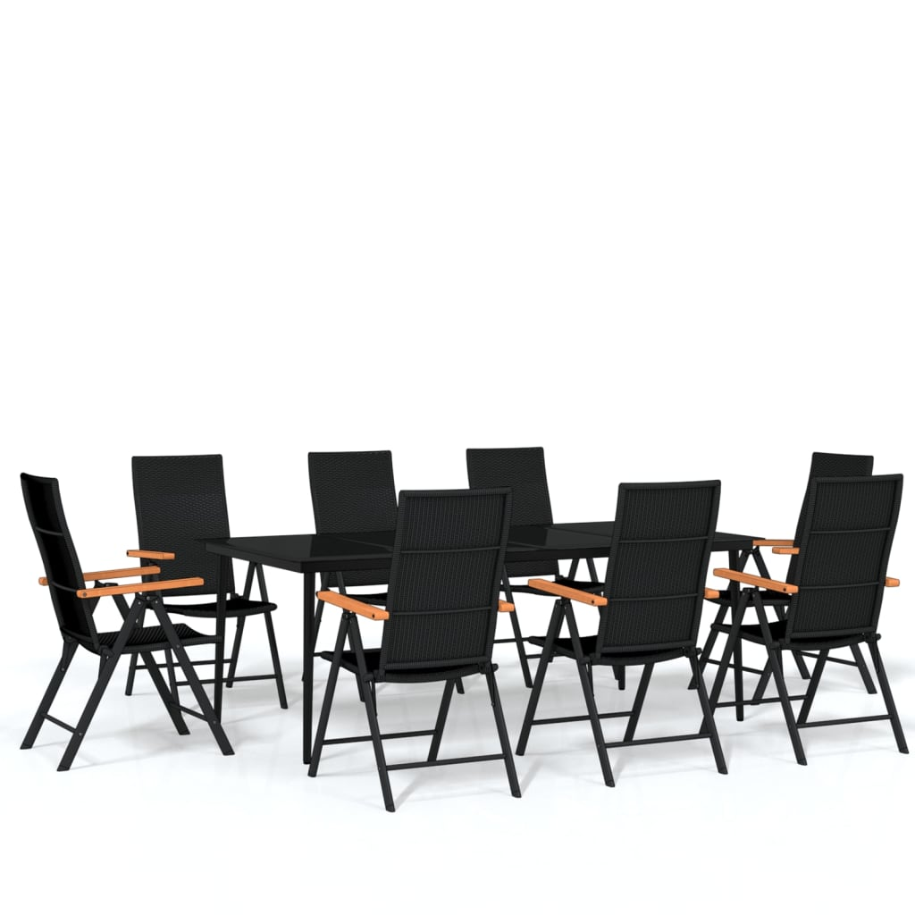 vidaXL 9 Piece Patio Dining Set Black - Sturdy and Stylish Outdoor Furniture