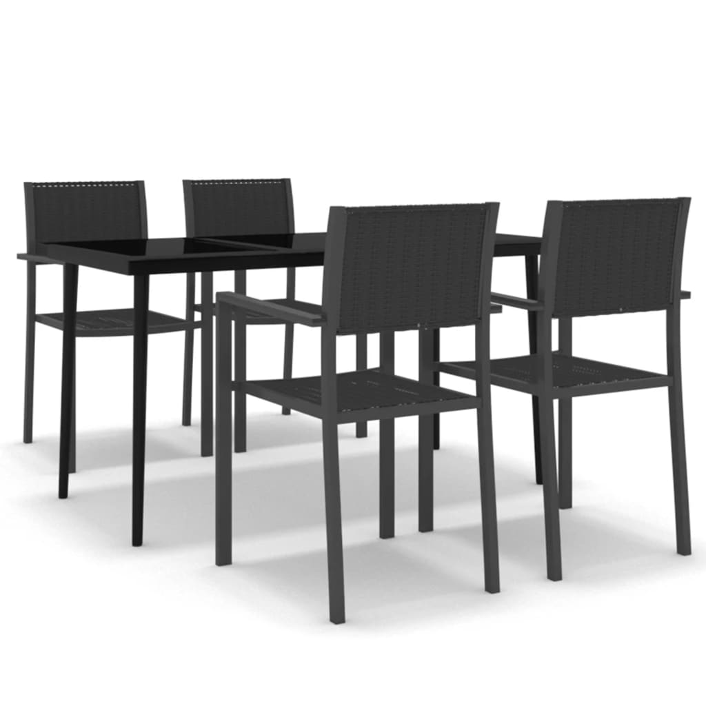 vidaXL 5 Piece Patio Dining Set Black - Stylish and Functional Outdoor Furniture