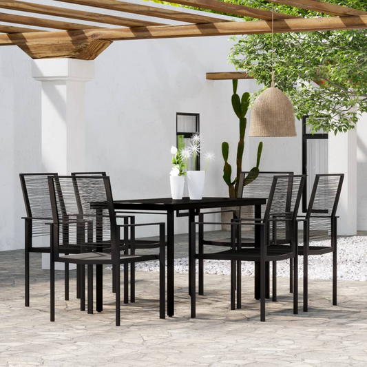 vidaXL 7 Piece Patio Dining Set Black - Outdoor Furniture