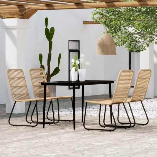 vidaXL 5 Piece Patio Dining Set Oak - Stylish Outdoor Furniture