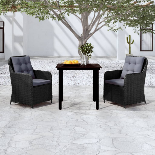 vidaXL 3 Piece Patio Dining Set Black - Elegant Design for Outdoor Spaces