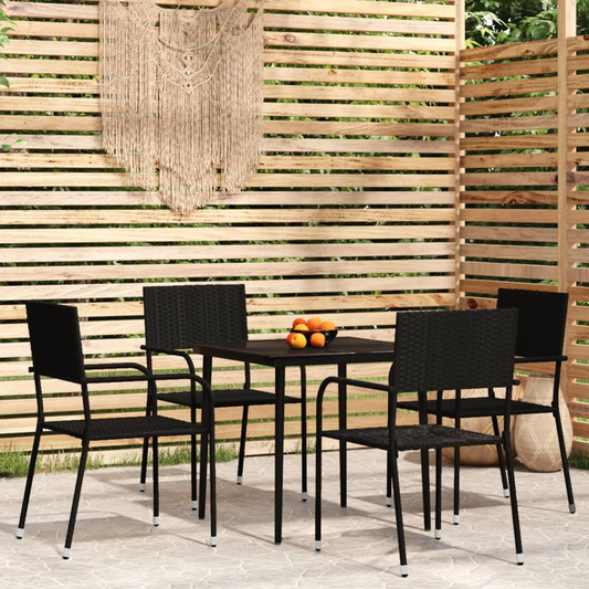 vidaXL 5 Piece Patio Dining Set Black - Outdoor Furniture for Elegant Dining