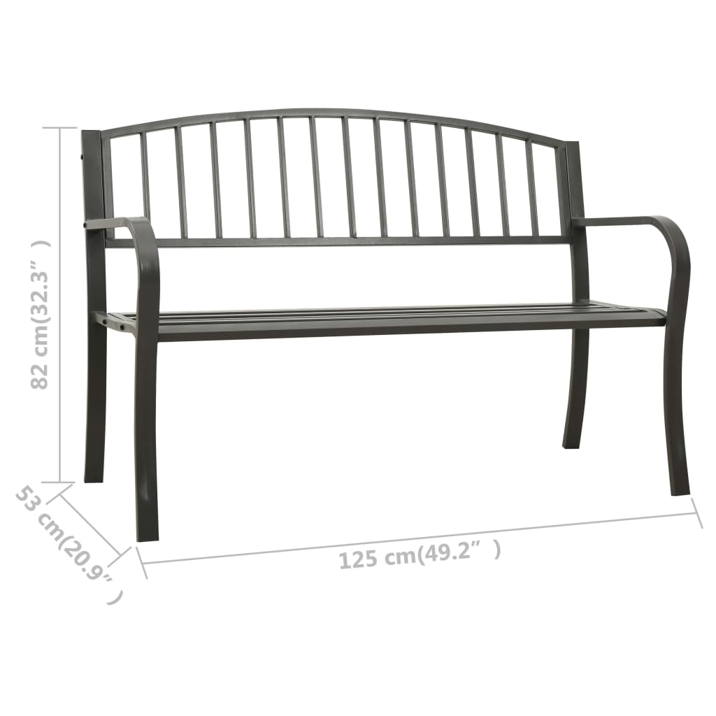 vidaXL Patio Bench 49.2" Steel Gray - Weather-Resistant and Durable