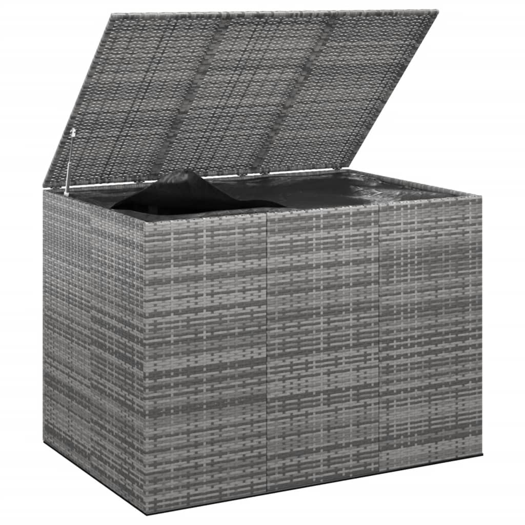 vidaXL Patio Cushion Box PE Rattan Gray - Weather-Resistant Outdoor Storage Chest