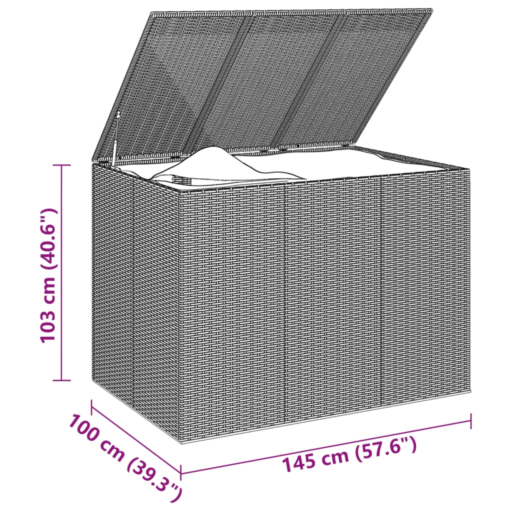 vidaXL Patio Cushion Box PE Rattan Gray - Weather-Resistant Outdoor Storage Chest